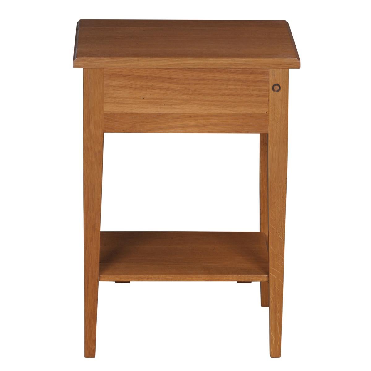 French Neo Classical Style Bedside Table in Solid Oak, 1 Drawer For Sale 2