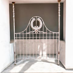 French Neo-Classical Style Iron & Brass Maitland-Smith Queen Bed Frame