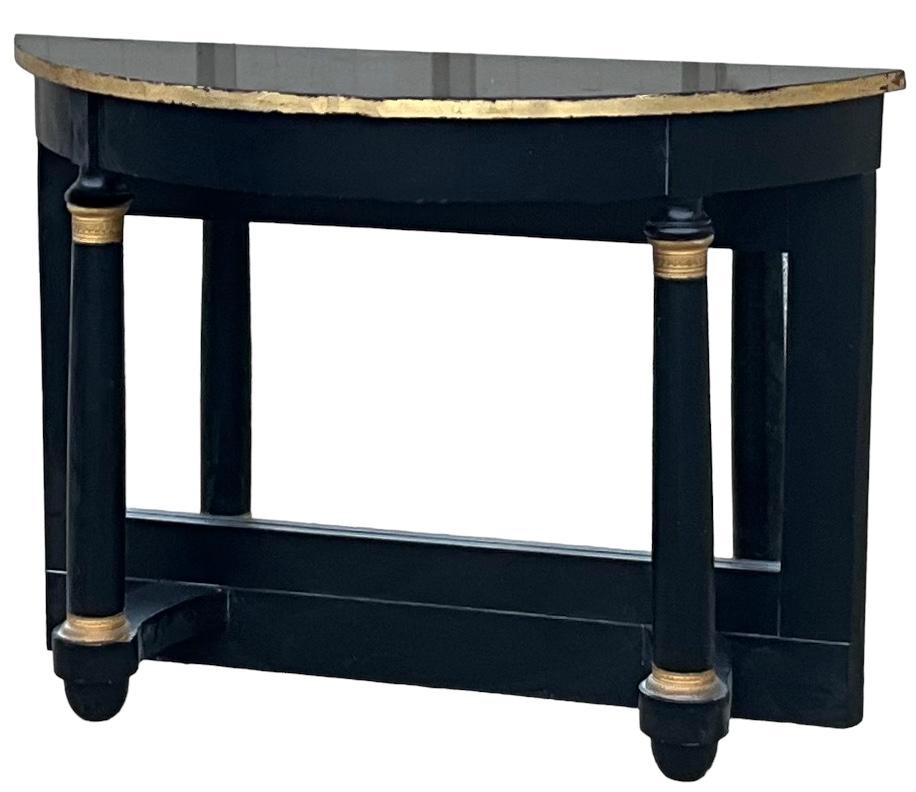 Neoclassical French Neo-Classical Style Maison Jansen Black & Gilt Bronze Console Tables -S/2 For Sale