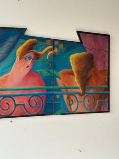 Französisches neoexpressionistisches Diptychon 1982