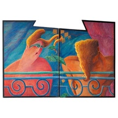 Französisches neoexpressionistisches Diptychon 1982