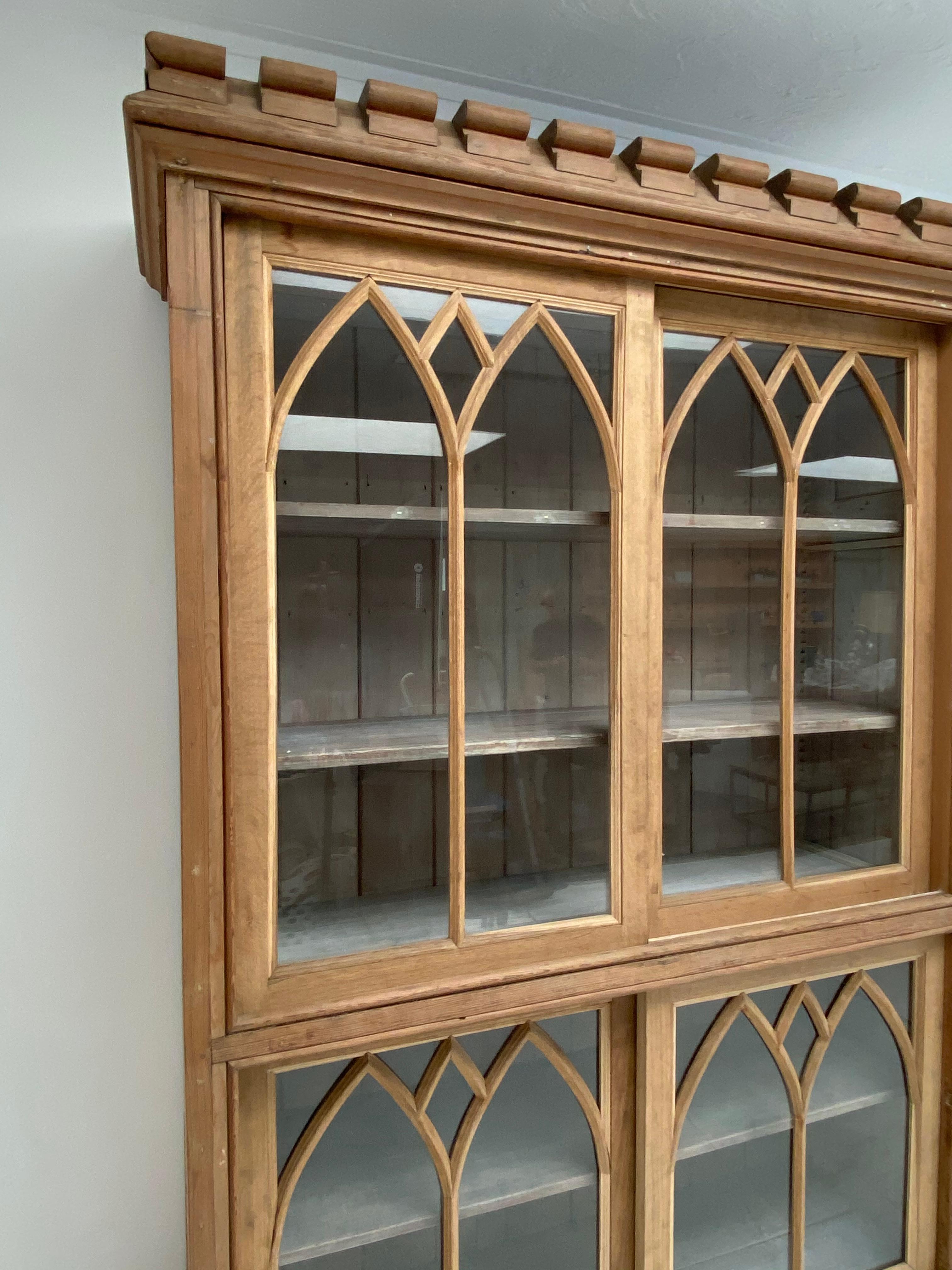 Oak Brutalist Antique French Neo Gothic Cupboard For Sale