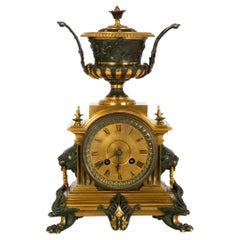 French Neo-Grec Antique Bronze Mantel Clock by Vincenti et Cie, circa 1870