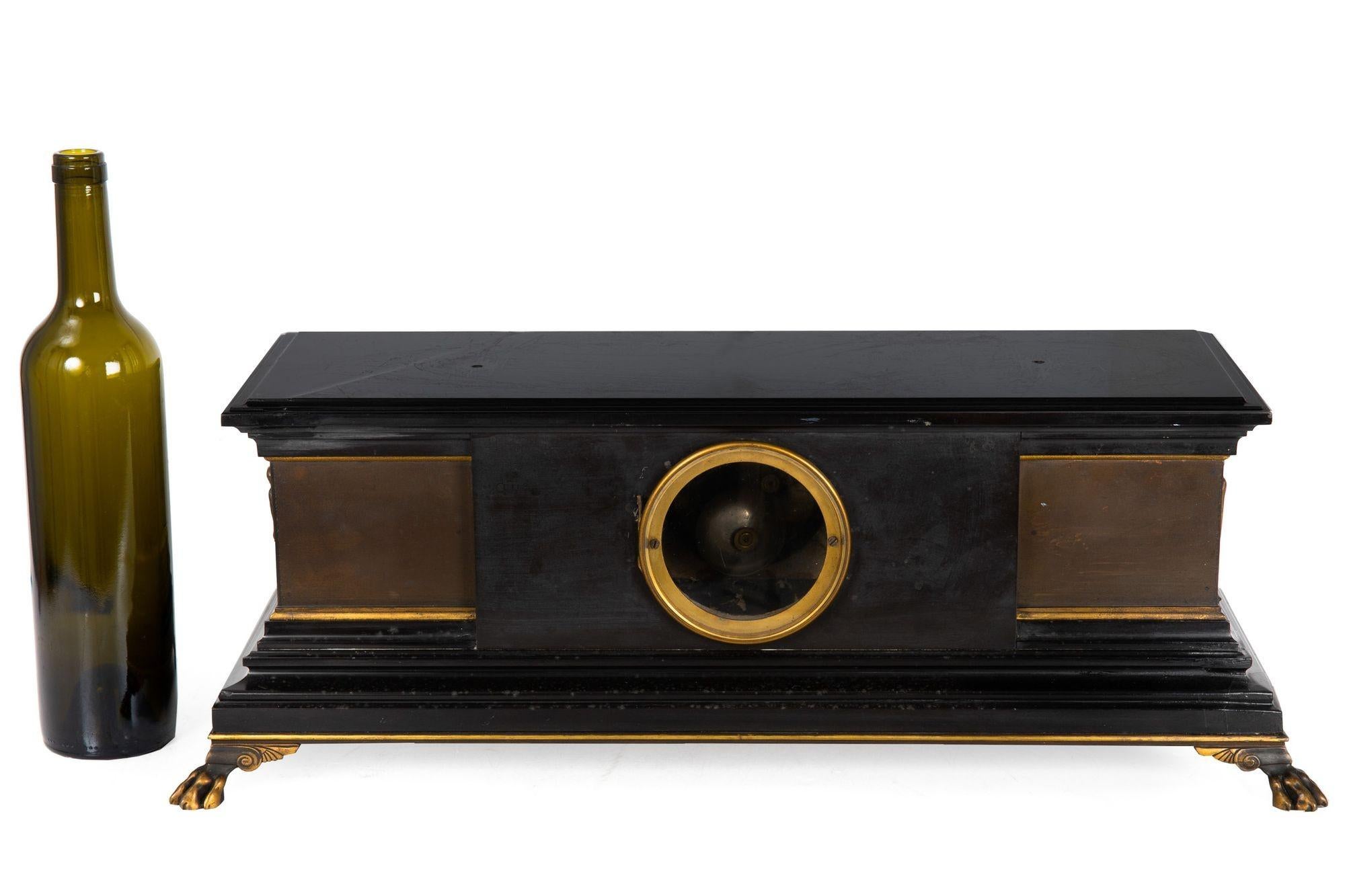 20th Century French Neo-Grec Antique Marble and Bronze Mantel Clock by Barbedienne For Sale