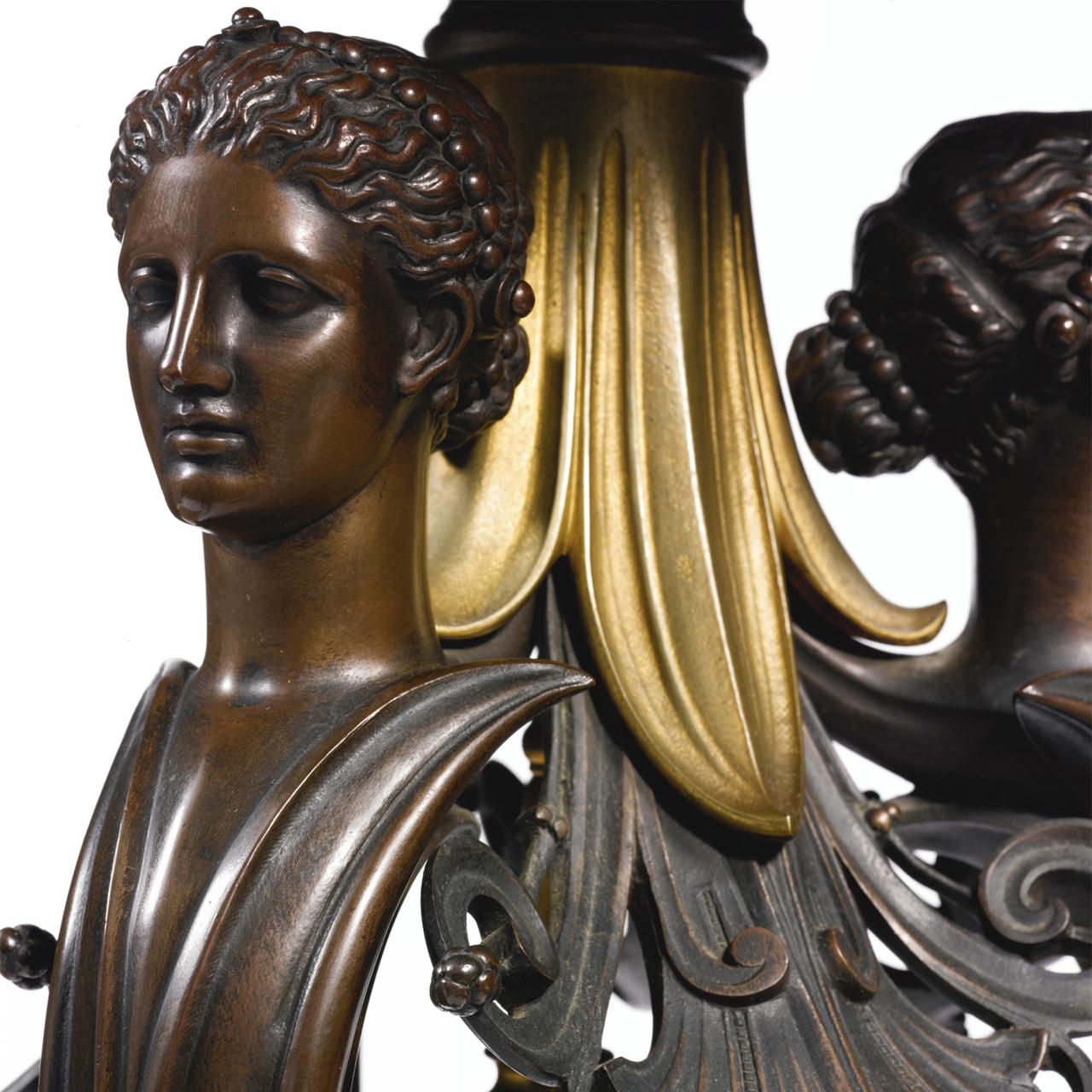 French Neo-grec gilt bronze pedestal by Ferdinand Barbedienne In Good Condition For Sale In New York, NY