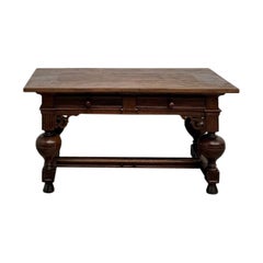 French neo-Renaissance solid oak desk, circa 1900.