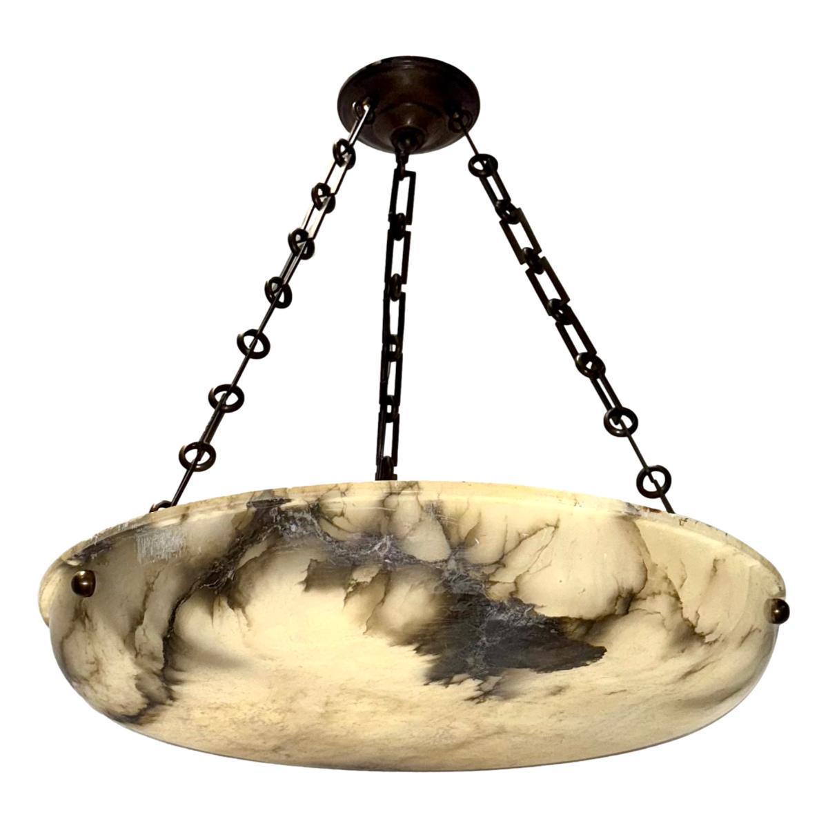 French Neoclassic Alabaster Light Fixture For Sale 7
