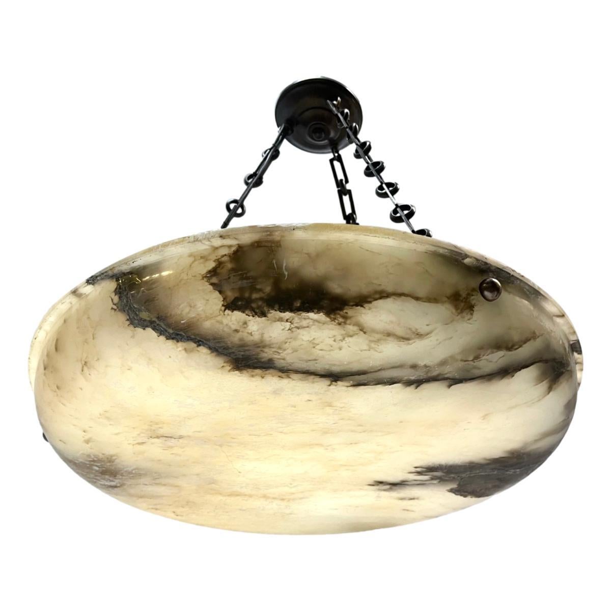 Early 20th Century French Neoclassic Alabaster Light Fixture For Sale