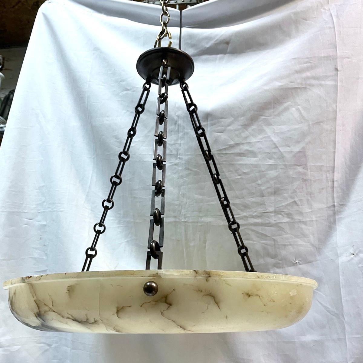 French Neoclassic Alabaster Light Fixture For Sale 4