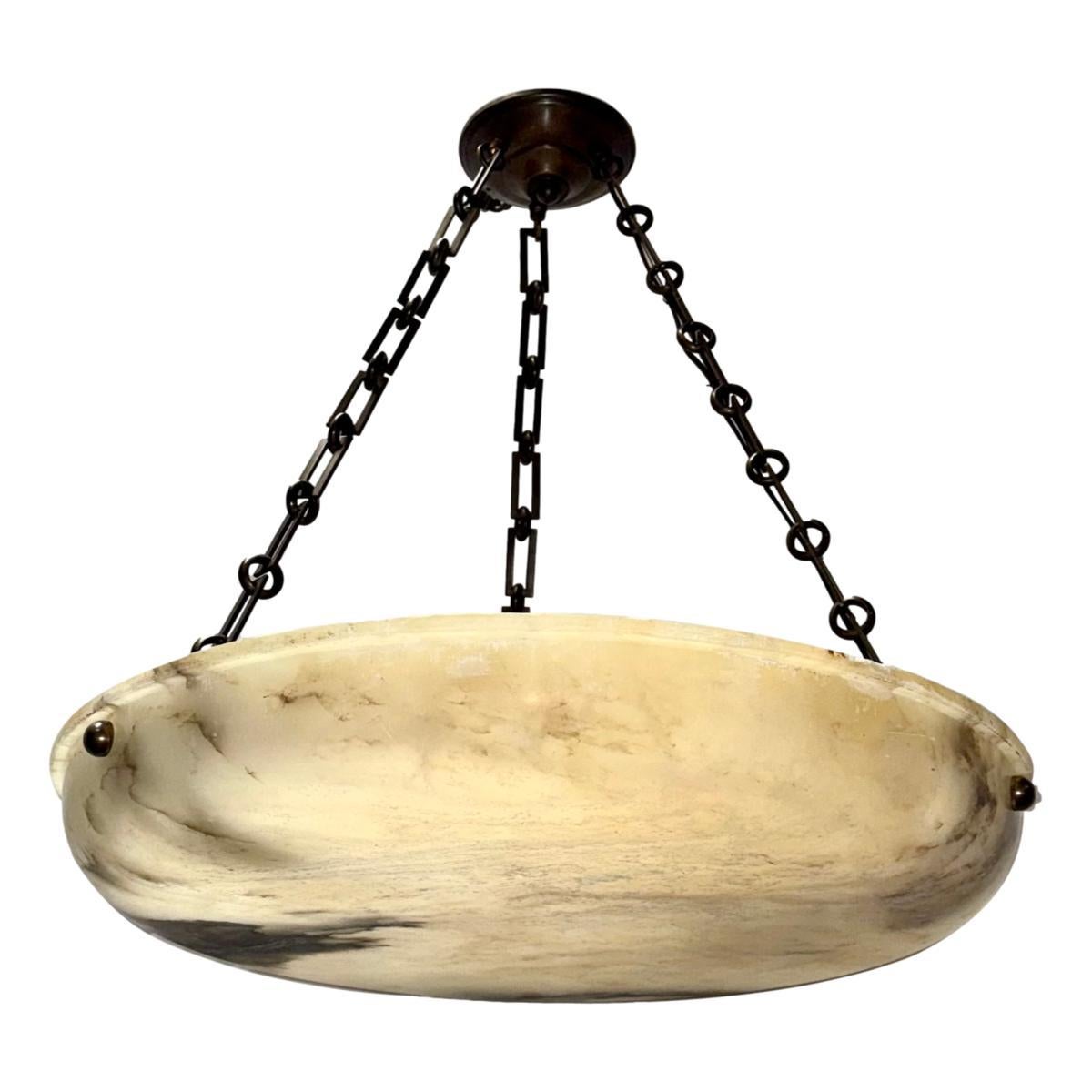 French Neoclassic Alabaster Light Fixture For Sale 5