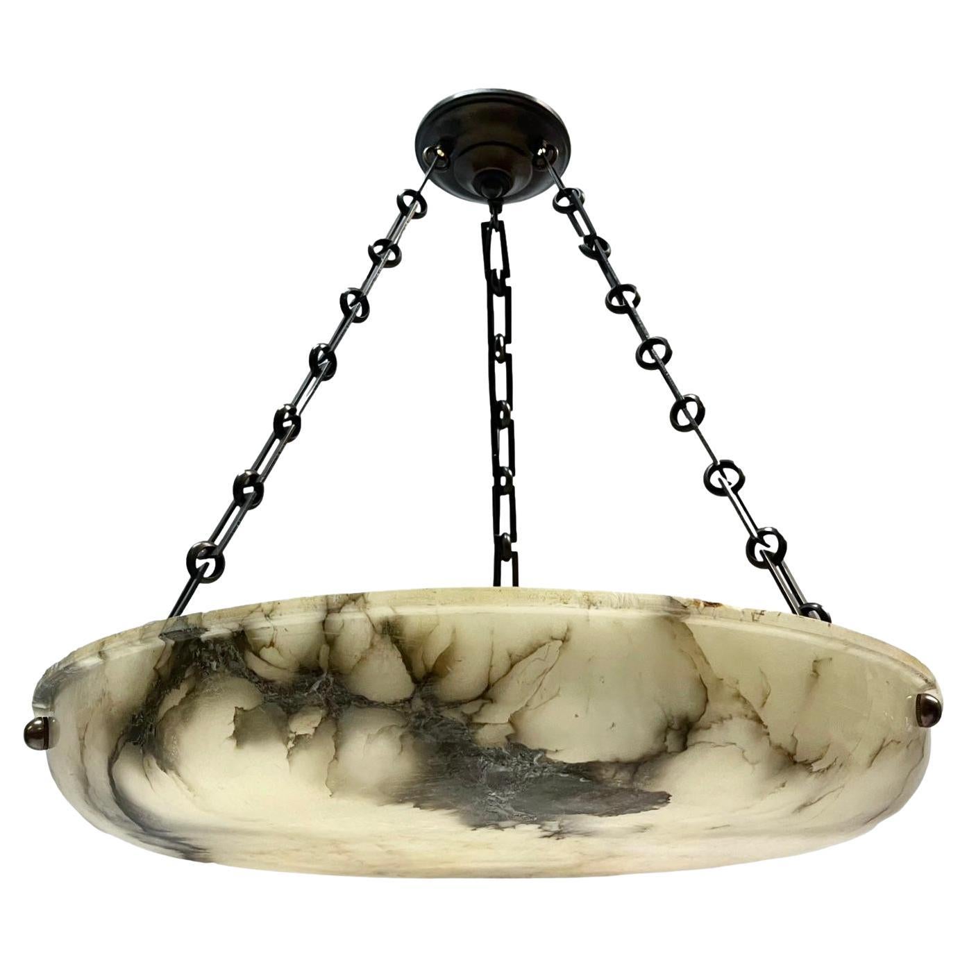 French Neoclassic Alabaster Light Fixture For Sale