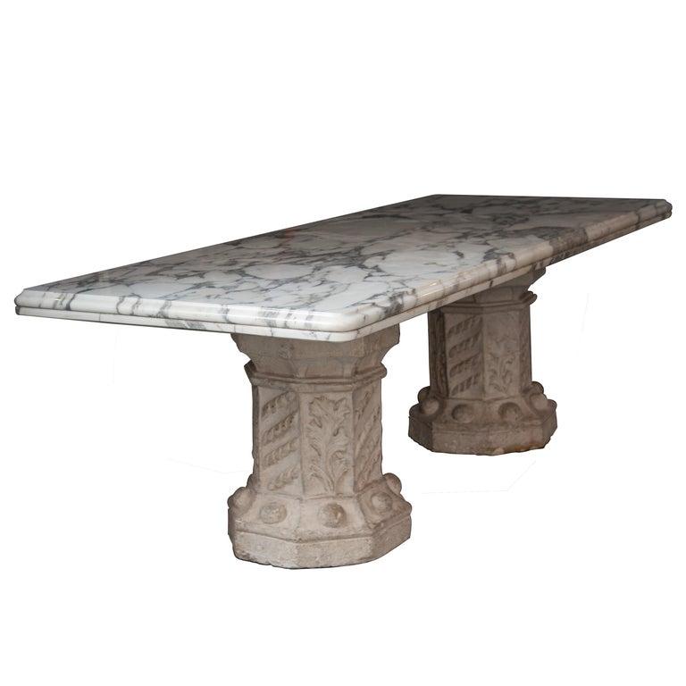 Neoclassical French Neoclassic Arabescato Marble and Stone Rare and Unique Dining Table
