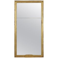 French Neoclassic Carved Giltwood Mirror, Two-Piece Glass