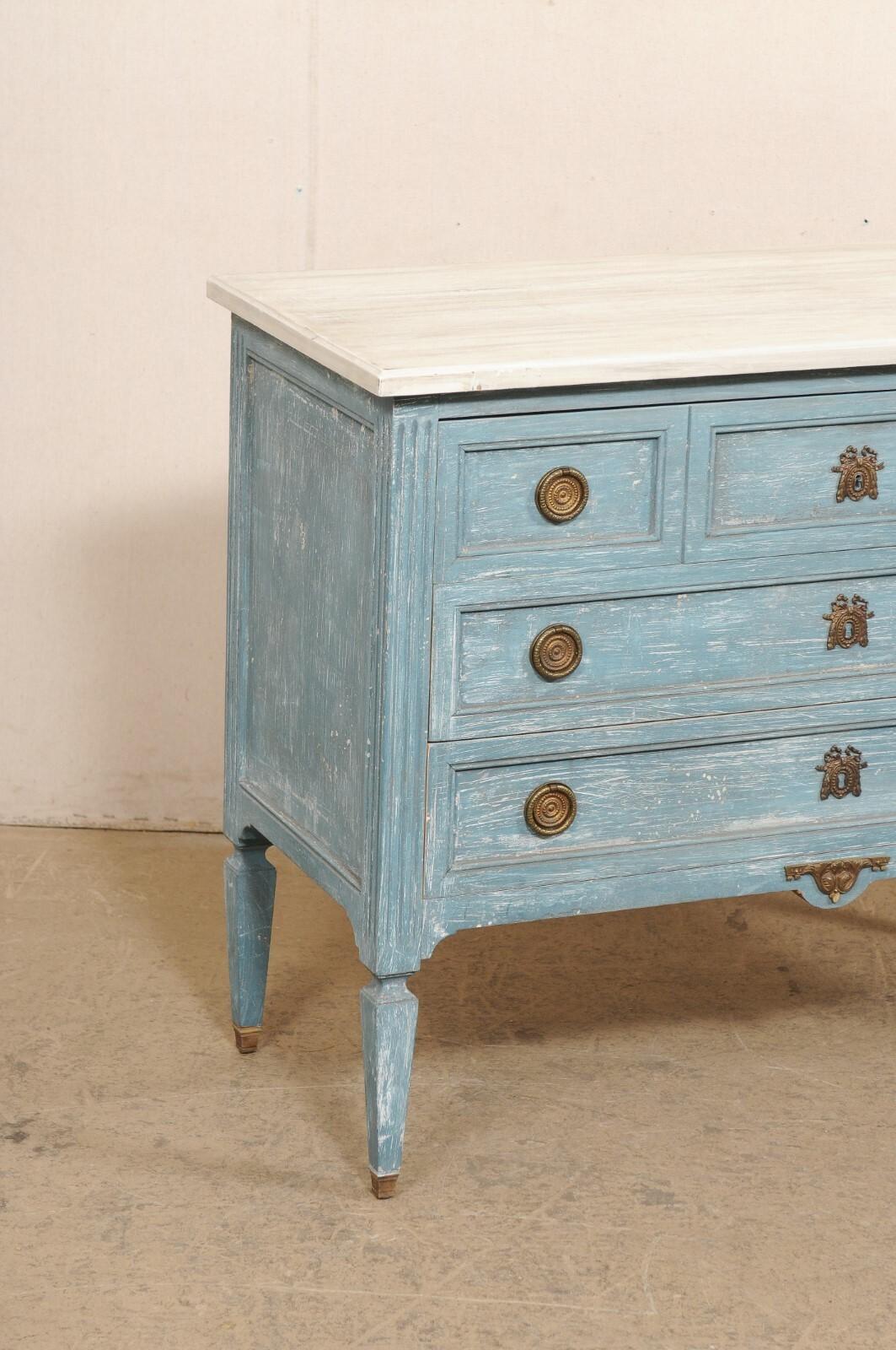 Neoclassical French Neoclassic Commode, Cornflower Blue For Sale
