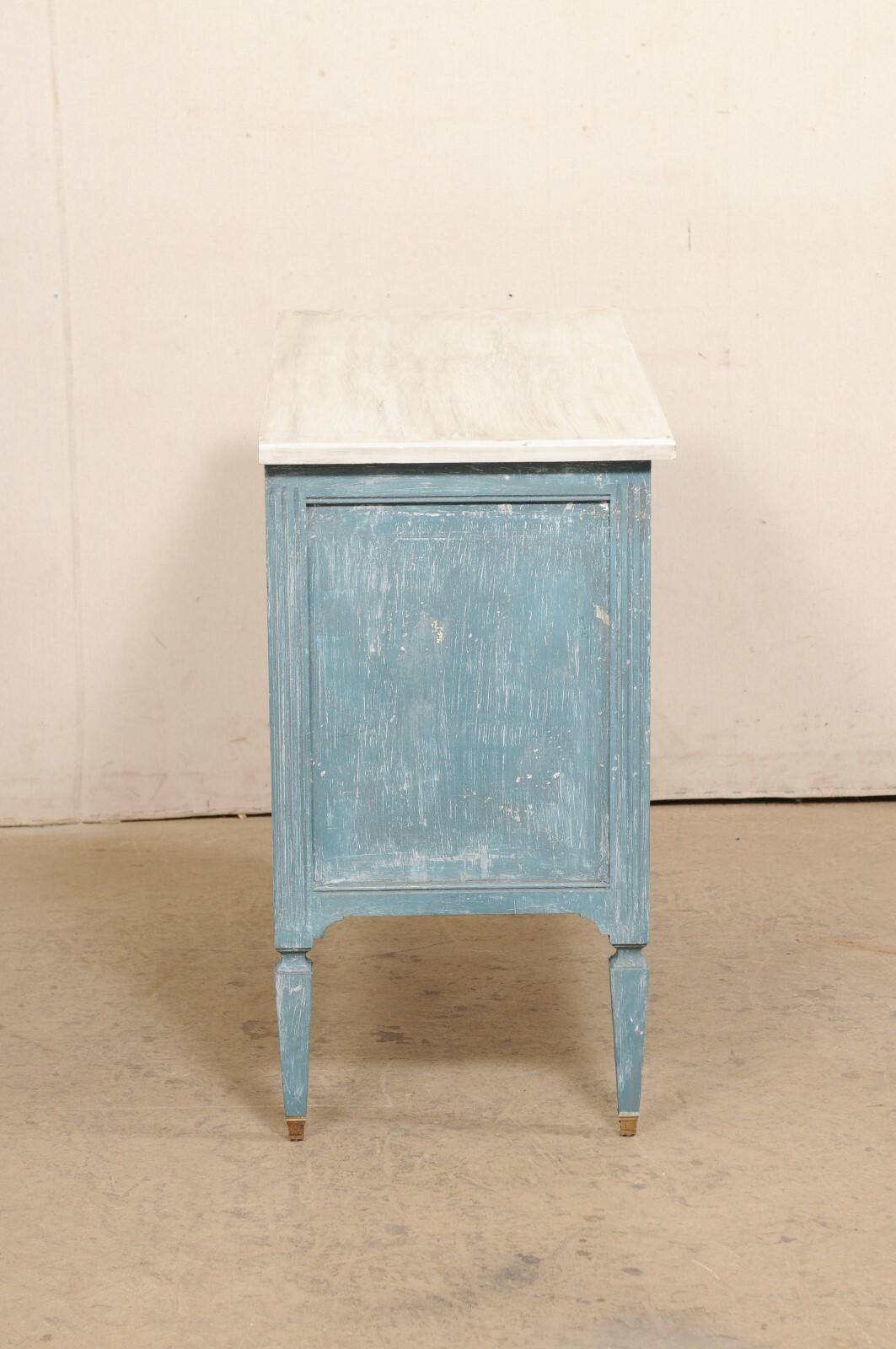 20th Century French Neoclassic Commode, Cornflower Blue For Sale