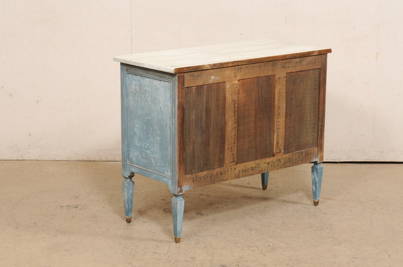 French Neoclassic Commode, Cornflower Blue For Sale 2