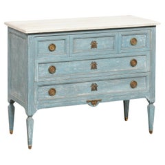 Vintage French Neoclassic Commode, Cornflower Blue