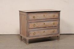 French Neoclassic Commode w/Fluted Carvings & Brass Fittings, 19th C.