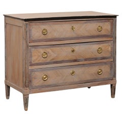 French Neoclassic Commode w/Fluted Carvings & Brass Fittings, 19th C.