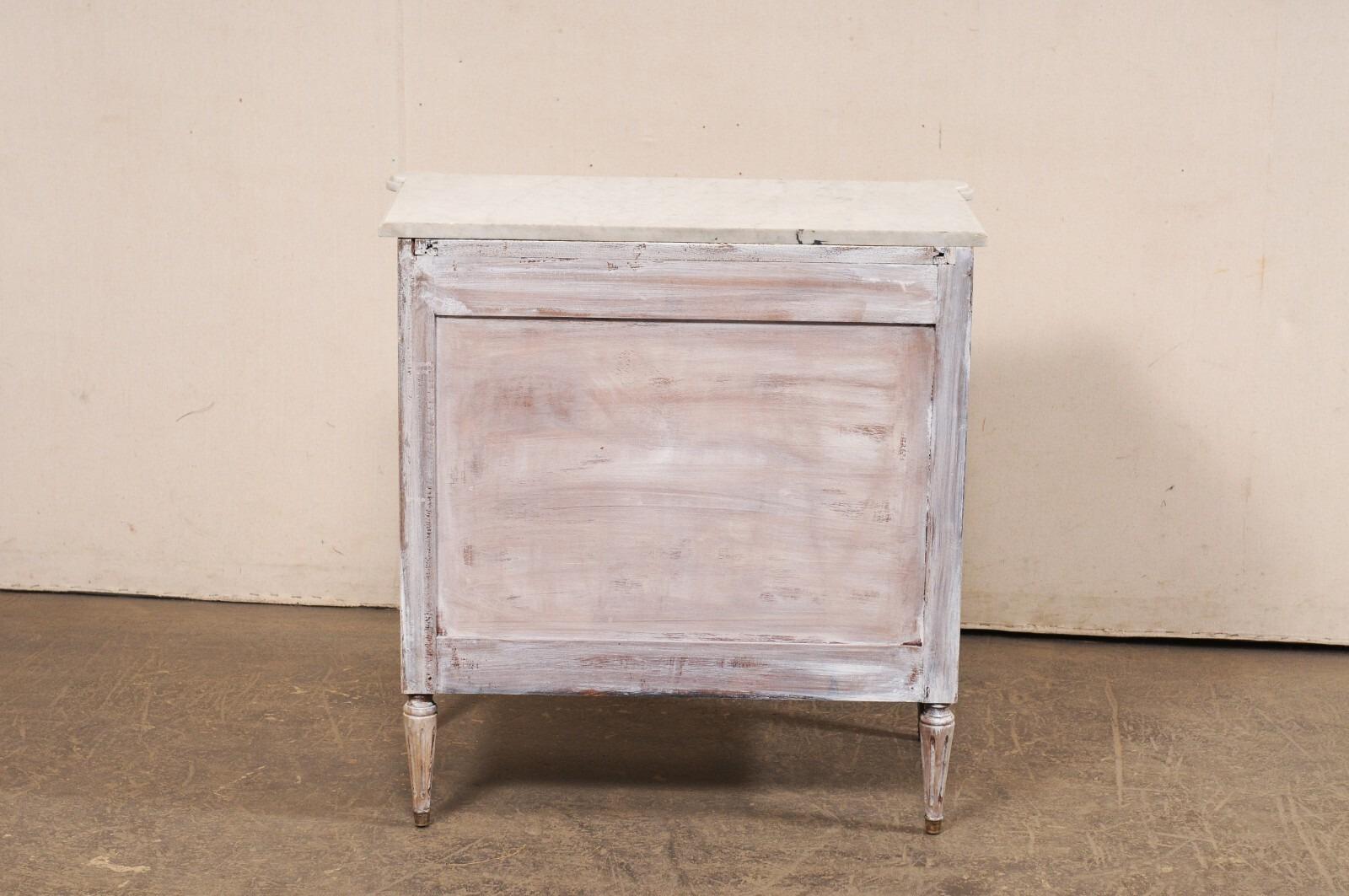 20th Century French Neoclassic Commode, White Marble Top For Sale