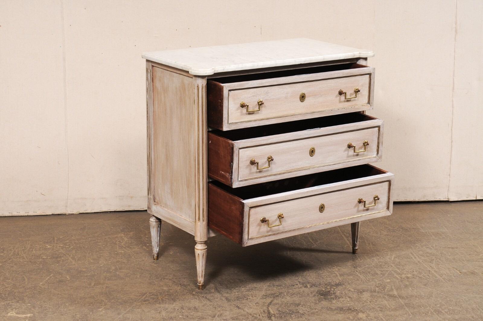 French Neoclassic Commode, White Marble Top For Sale 3