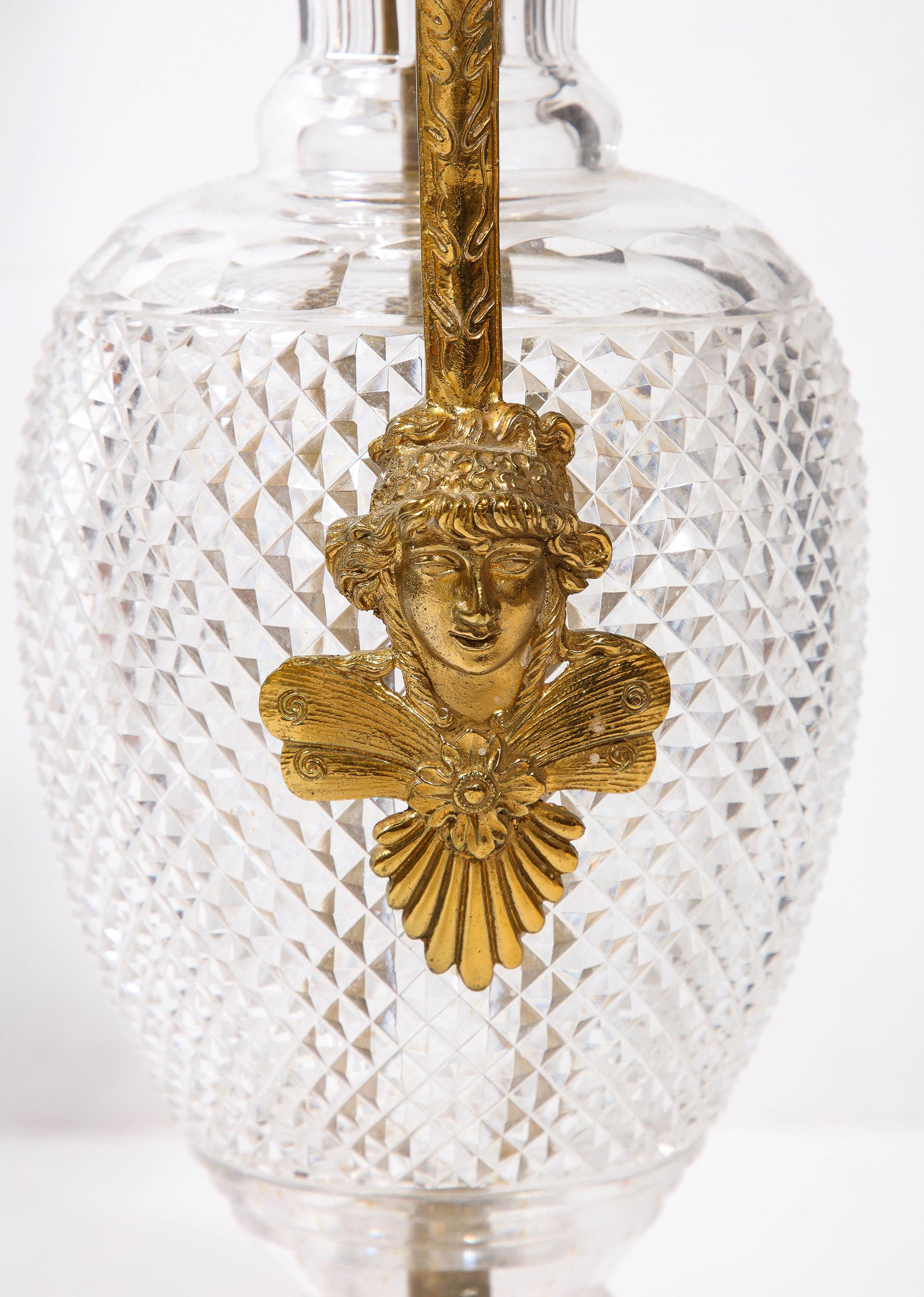 French Neoclassic Crystal & Bronze Lamp For Sale 3