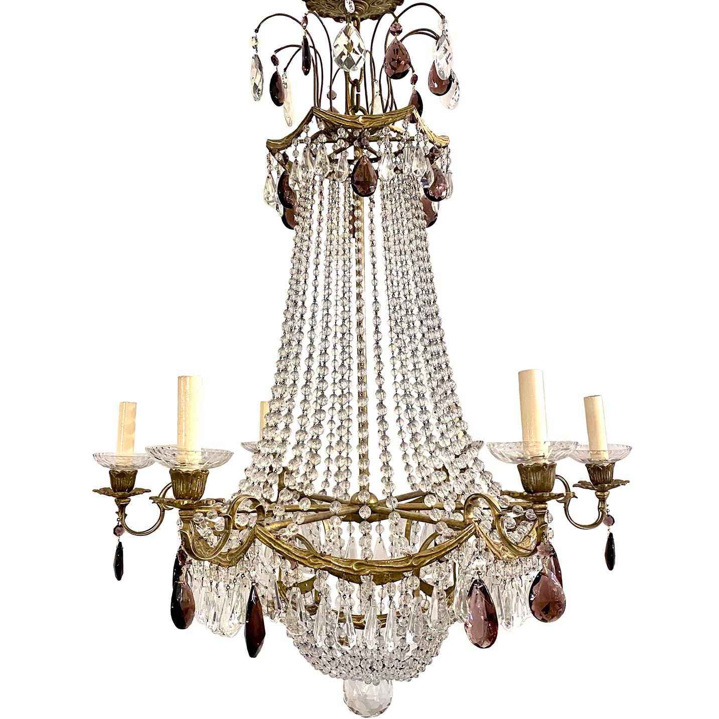19th Century French Neoclassic Crystal Chandelier For Sale
