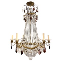 Lustre français en cristal de style néoclassique