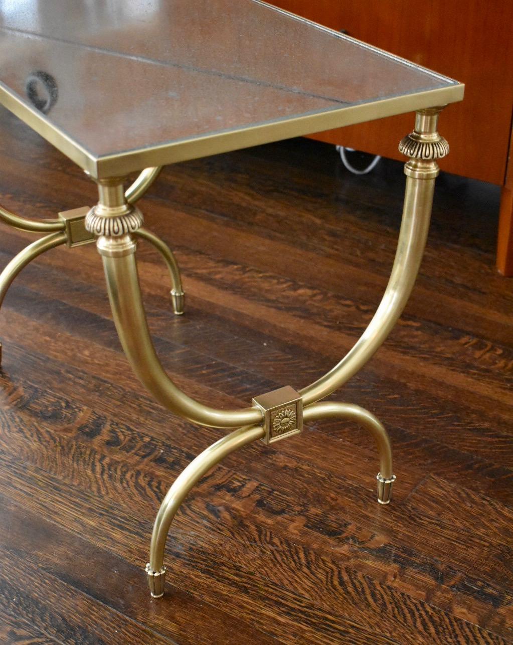 Neoclassical French Neoclassic Curule Form Brass Side End Table For Sale