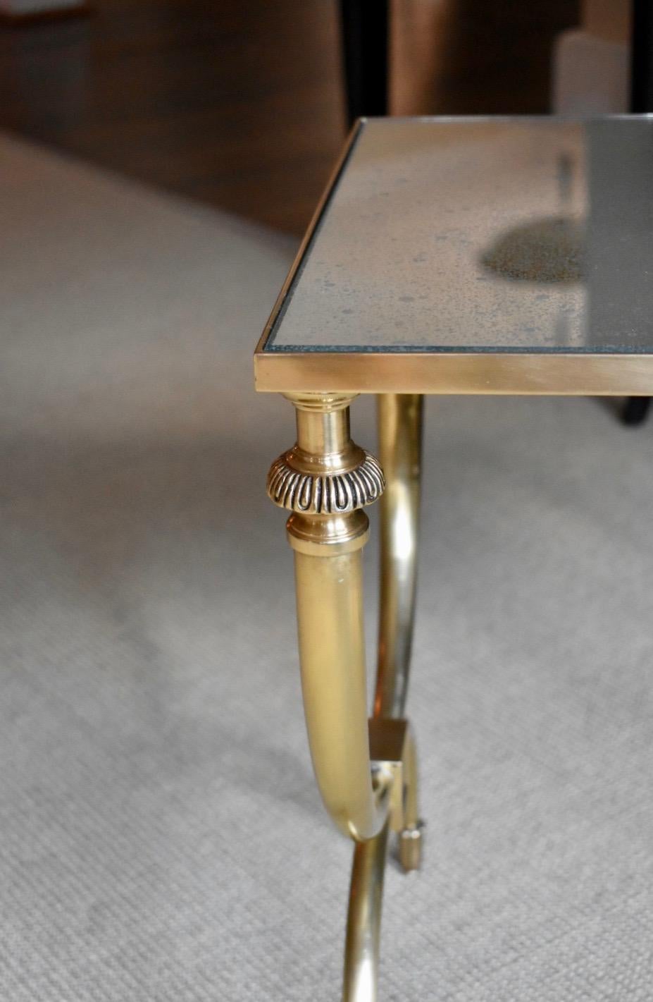 French Neoclassic Curule Form Brass Side End Table For Sale 1