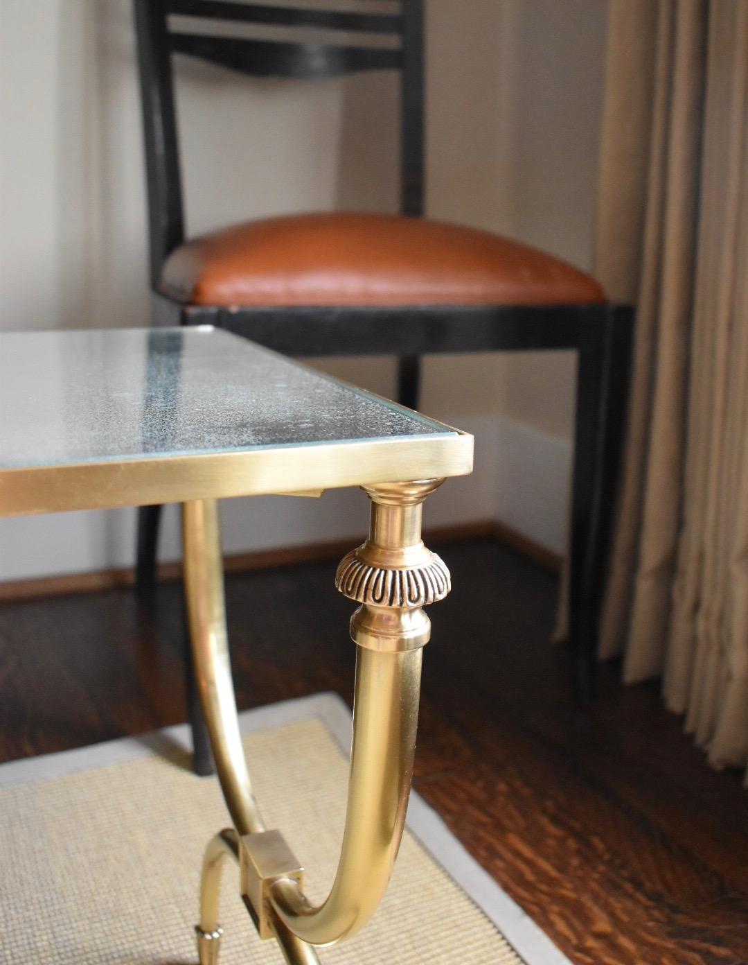 French Neoclassic Curule Form Brass Side End Table For Sale 2