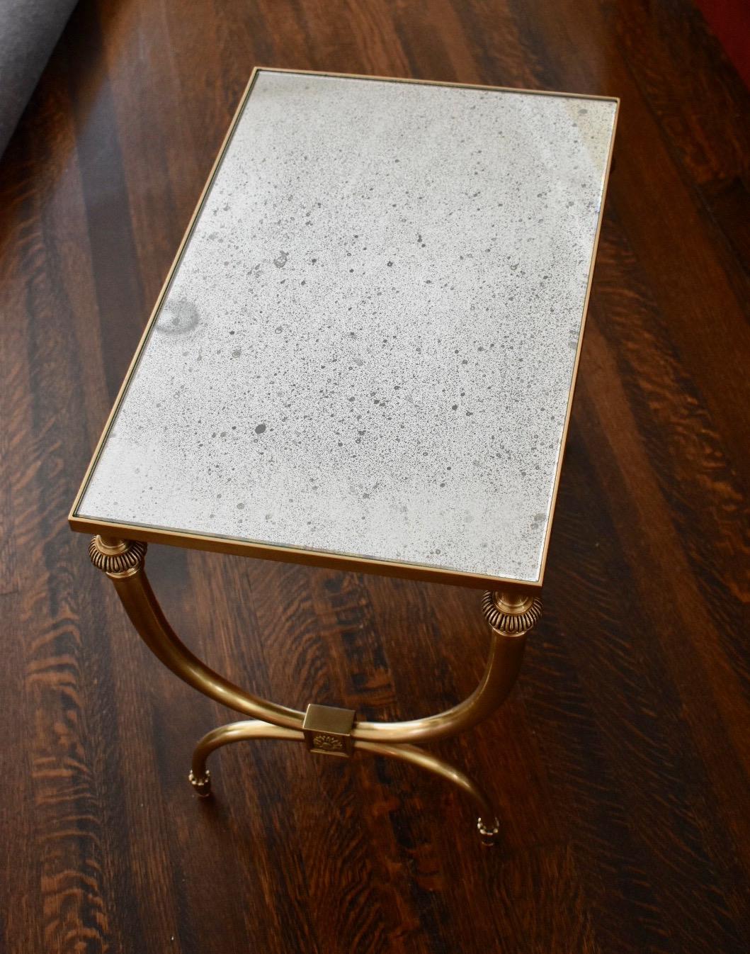 French Neoclassic Curule Form Brass Side End Table For Sale 3