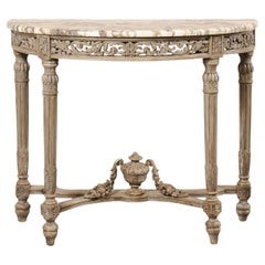 Antique French Neoclassic Demi-Lune w/Marble Top