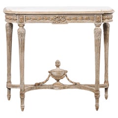 French Neoclassic Elegantly-Carved Console w/Original Marble Top