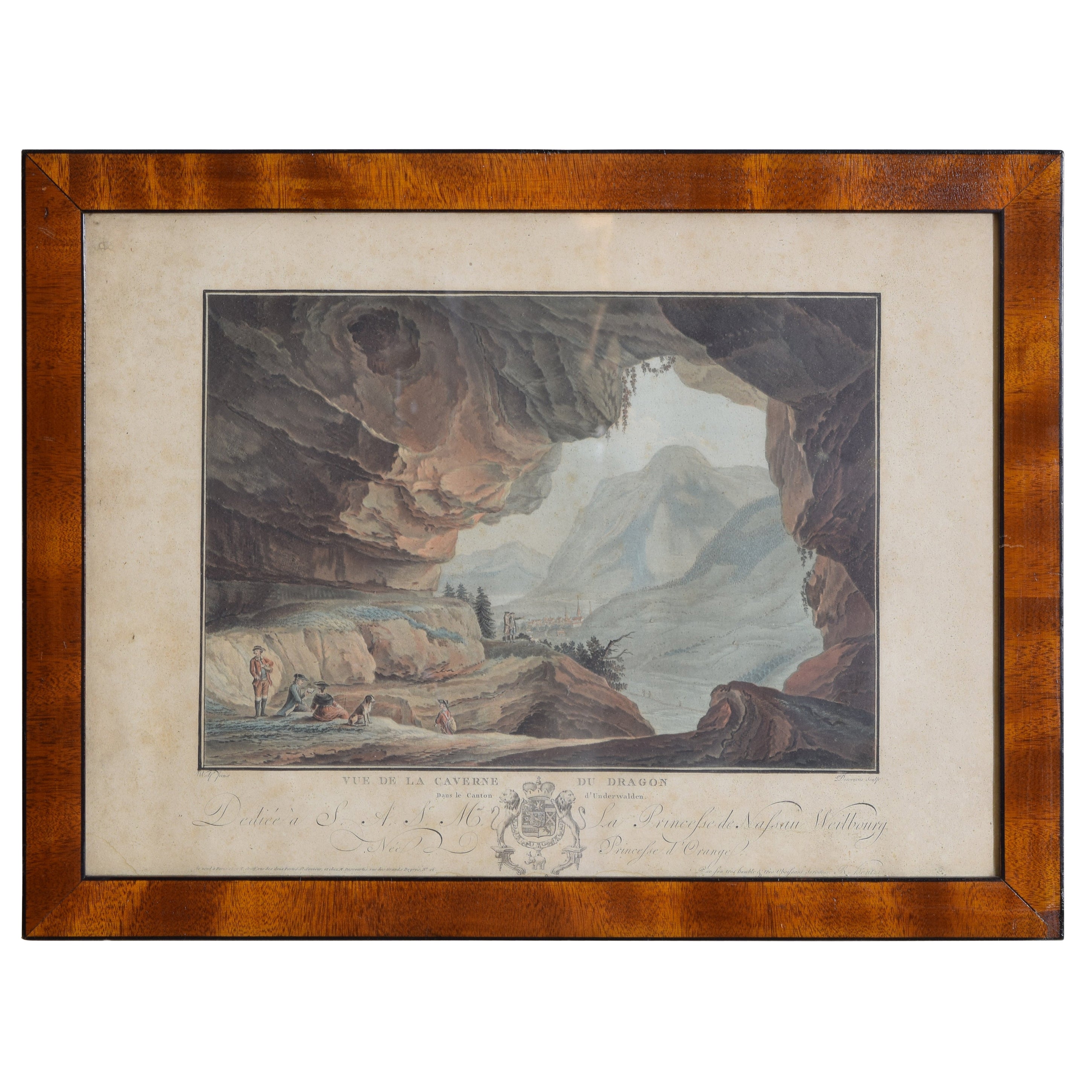 Französische neoklassizistische Gravur im neoklassischen Stil, Vue de La Caverne du Dragon, frühes 19. Jahrhundert im Angebot