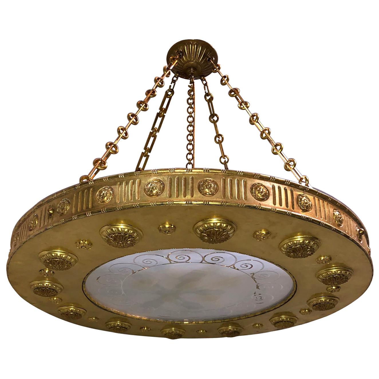 French Neoclassic Gilt Bronze Light Fixture