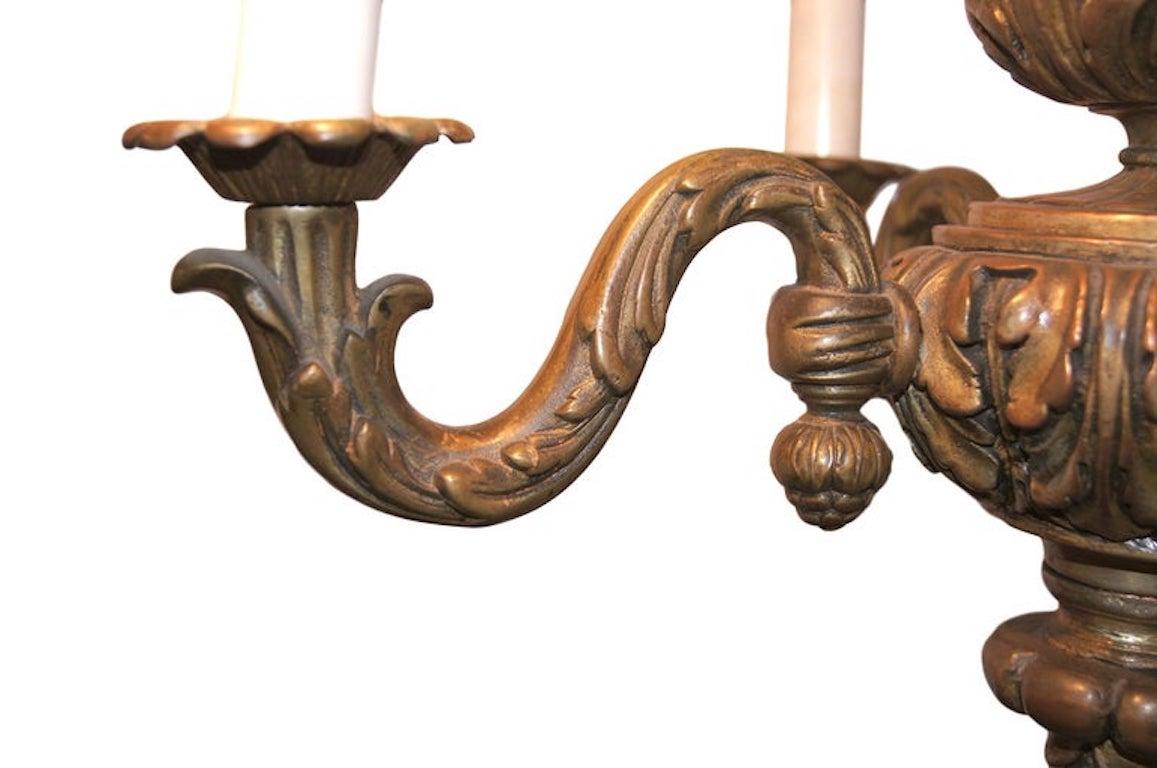 Wood French Neoclassic Giltwood Chandelier For Sale
