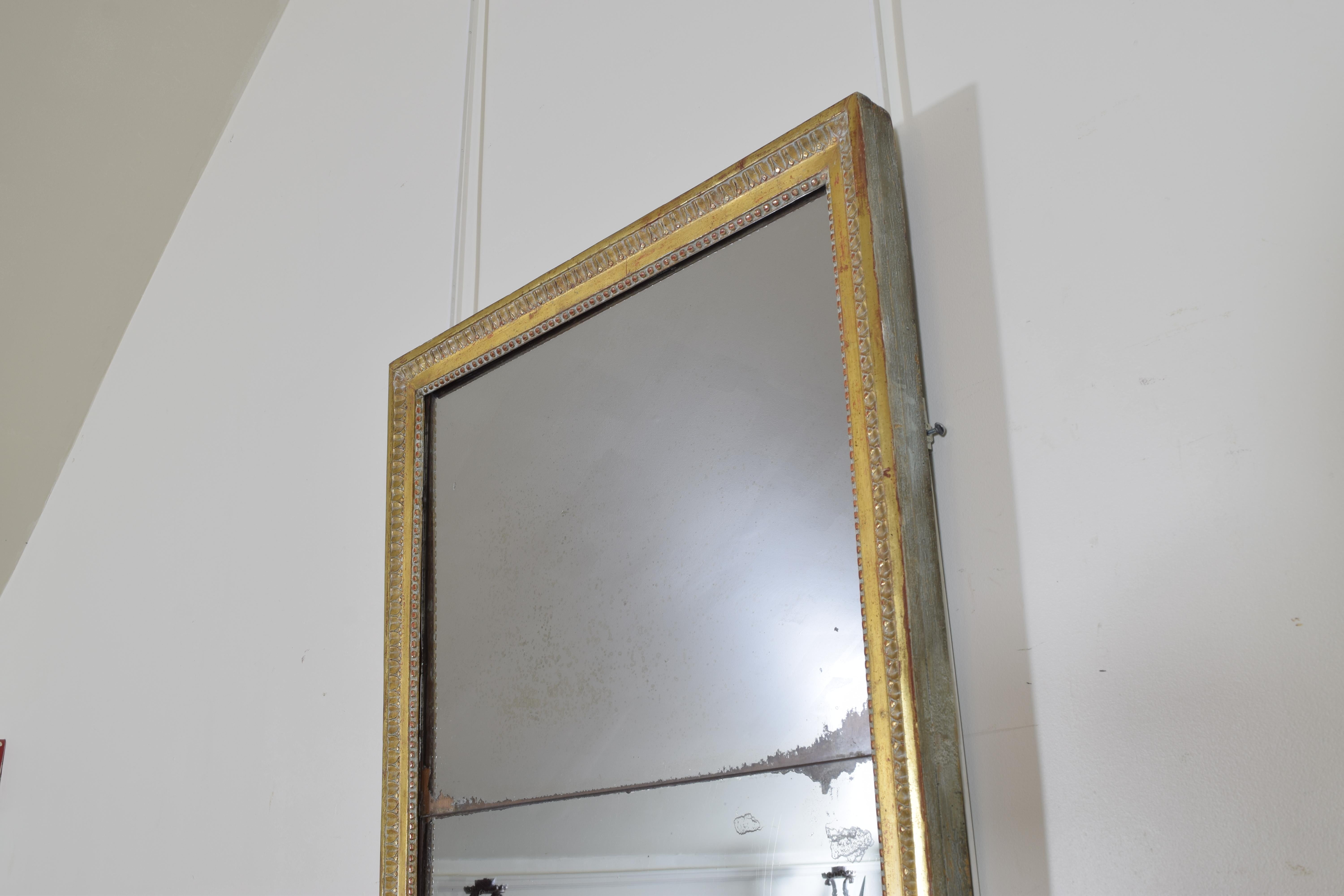 Mid-19th Century French Neoclassic Giltwood Mirror, Two-Piece Glass, 19th Century