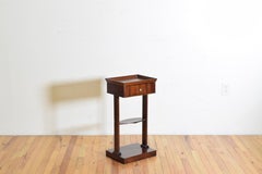 French Neoclassic Mahogany Tray Top 1-Drawer Side Table