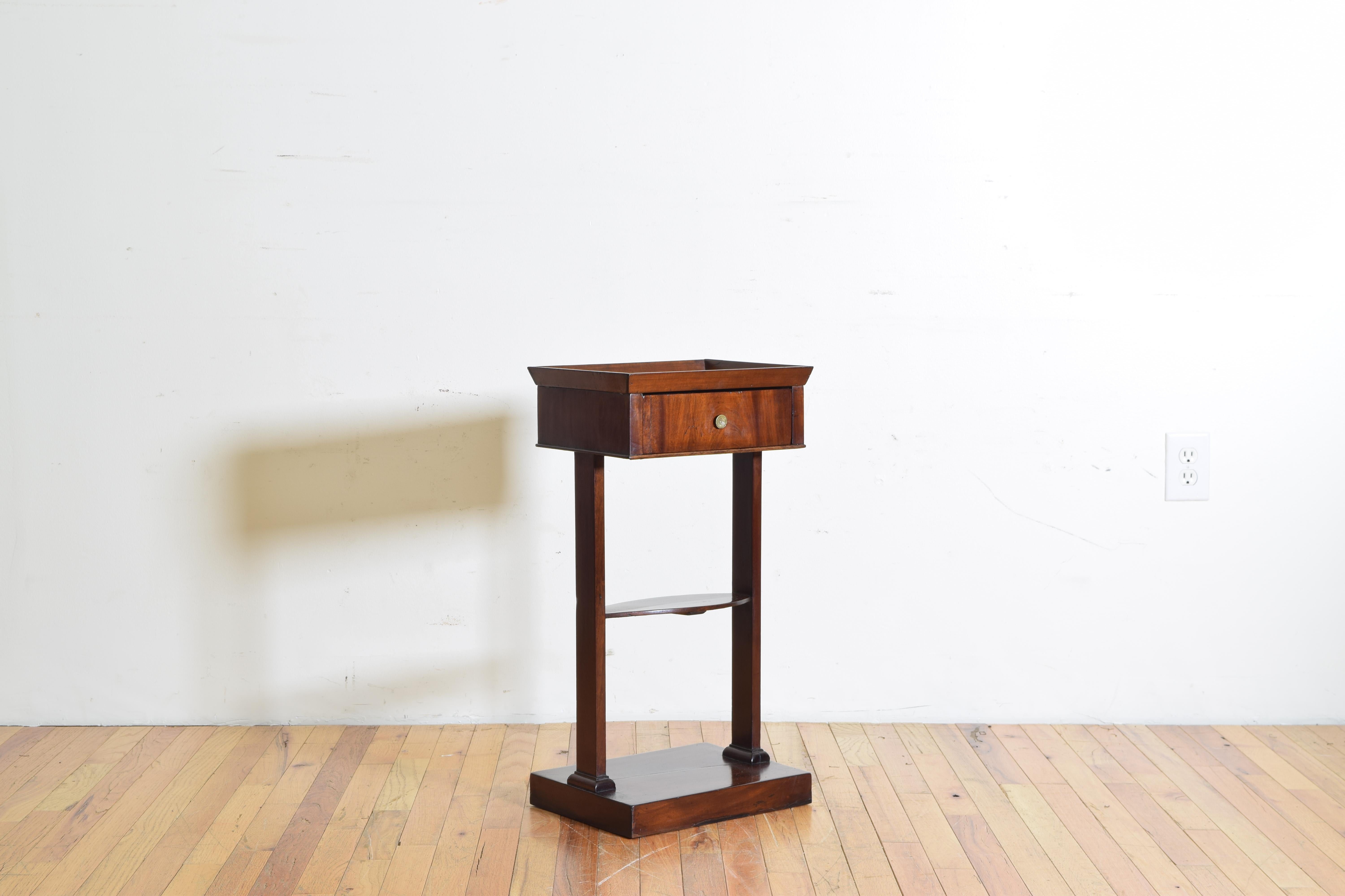 Neoclassical French Neoclassic Mahogany Tray Top 1-Drawer Side Table