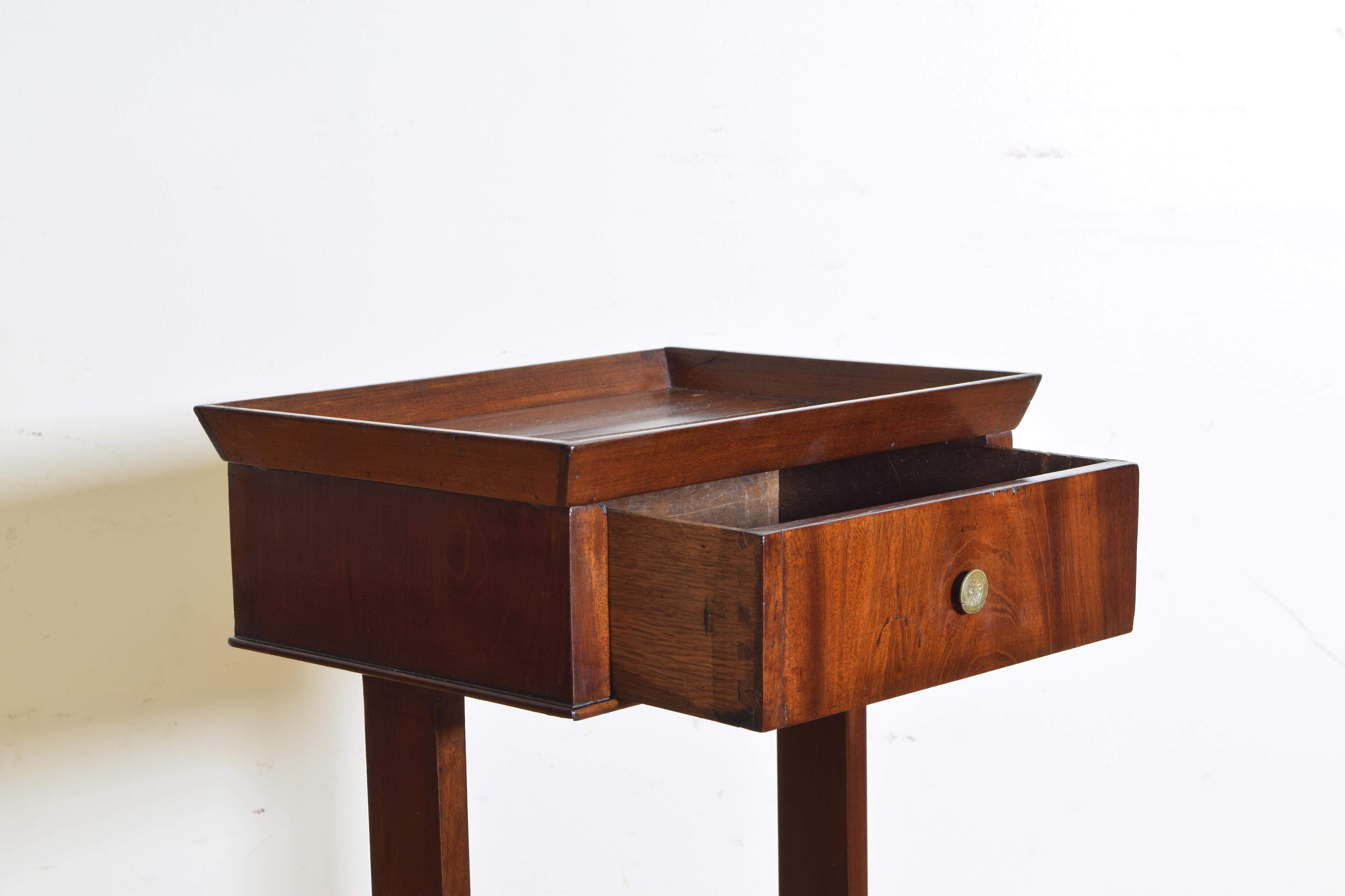 French Neoclassic Mahogany Tray Top 1-Drawer Side Table 1