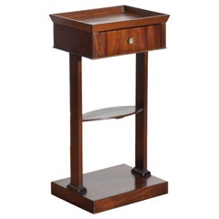 French Neoclassic Mahogany Tray Top 1-Drawer Side Table