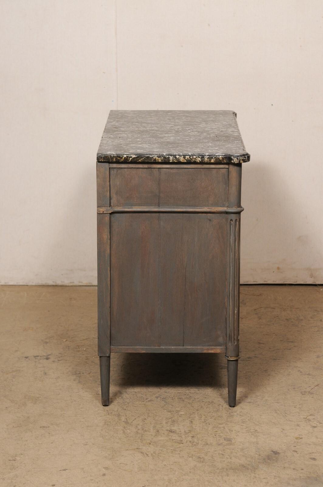 19th Century French Neoclassic Painted Commode w/Original Marble Top, 19th C For Sale
