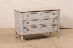 French Neoclassic Painted Wood Commode W/Brass Trim, 19th C