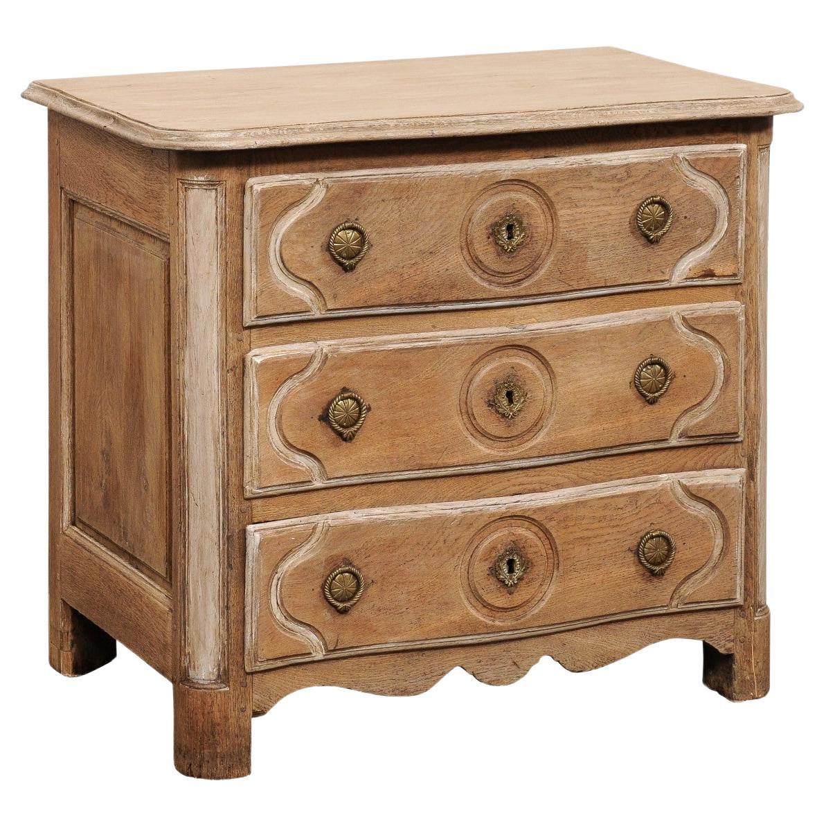 French Neoclassic Period Carved-Wood Chest w/Custom Bleached Finish