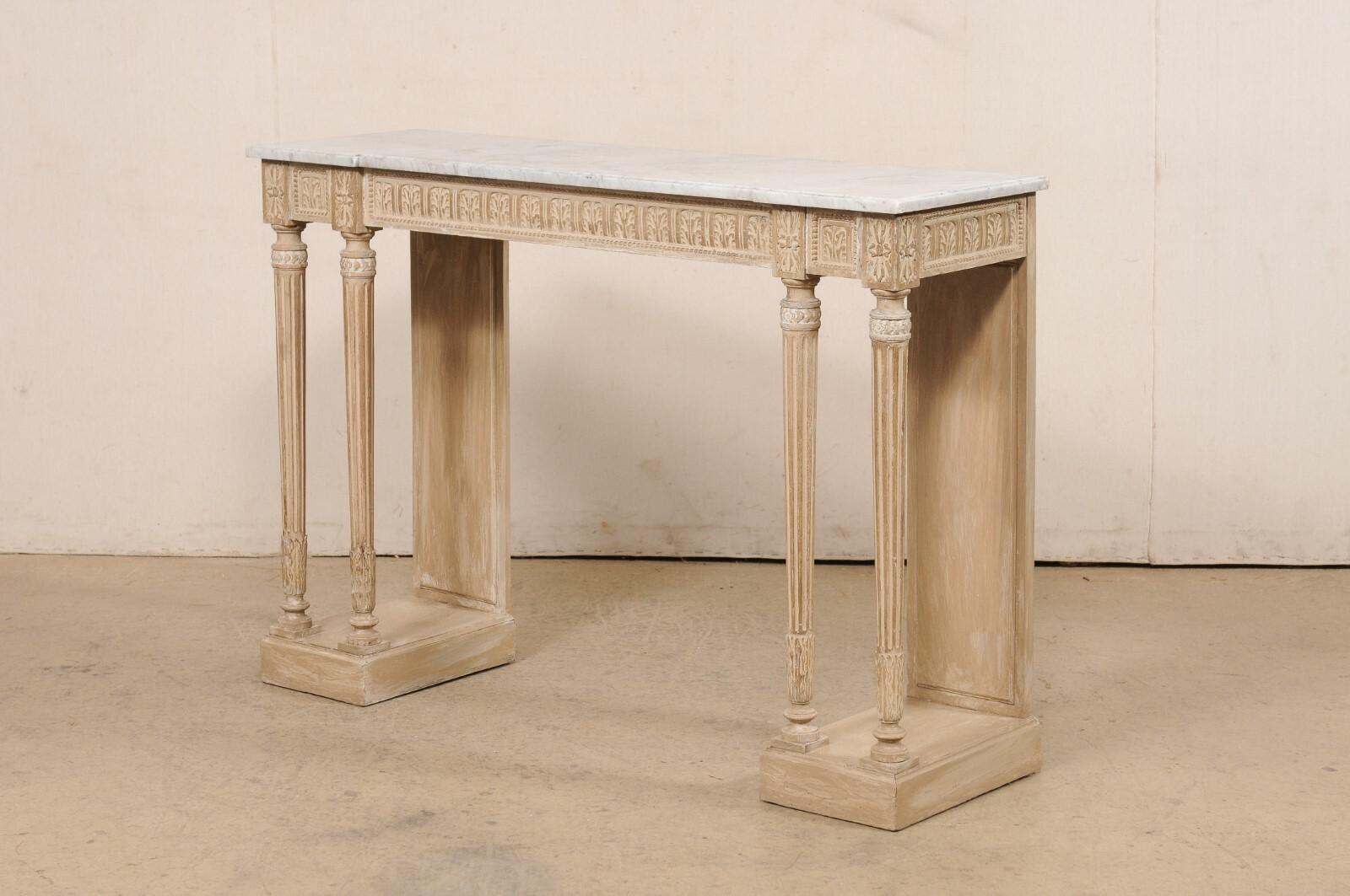 French Neoclassic Period Console w/Original White Marble Top & Great Legs! 6
