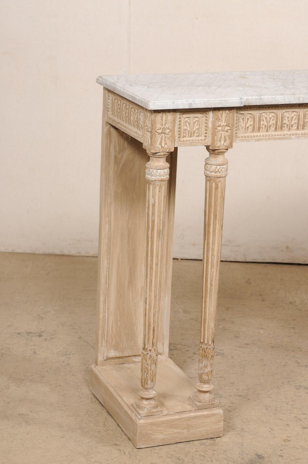 Neoclassical French Neoclassic Period Console w/Original White Marble Top & Great Legs! For Sale