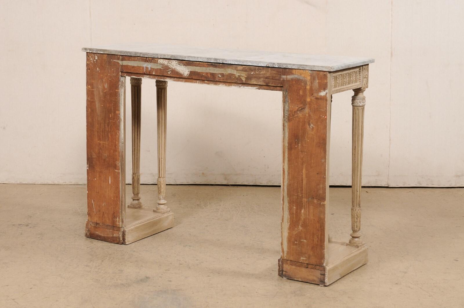 19th Century French Neoclassic Period Console w/Original White Marble Top & Great Legs! For Sale