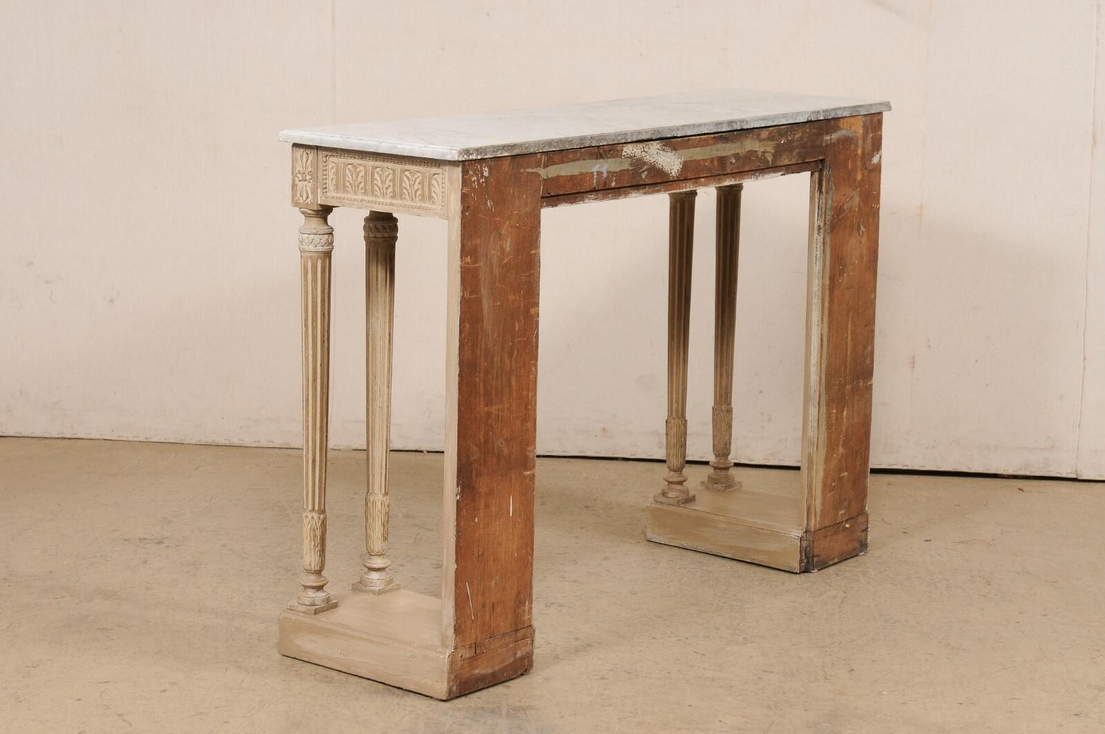 French Neoclassic Period Console w/Original White Marble Top & Great Legs! For Sale 1