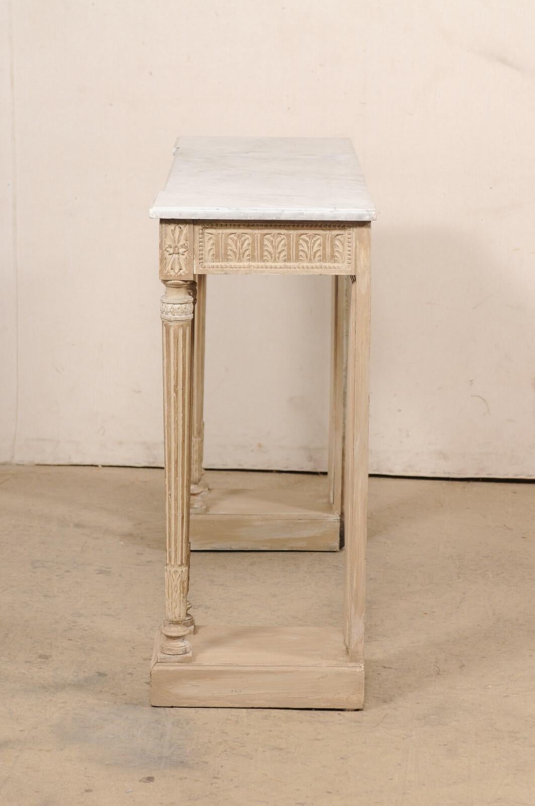 French Neoclassic Period Console w/Original White Marble Top & Great Legs! For Sale 2